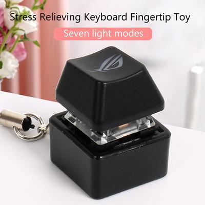 Merit +1 Muyu Decompression Keychain Necklace Led Lamp Fingertip Button Mechanical Keyboard Key Cap Pendant Antistress Toy