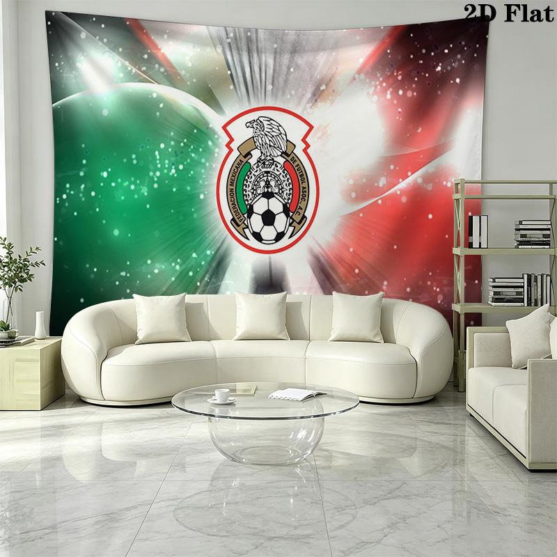 Mexico National Football Team Wall Tapestry Aesthetic Wall Hanging Printed Fabric Blanket Decorative Tapestries for Bedroom Living Room Home Decor