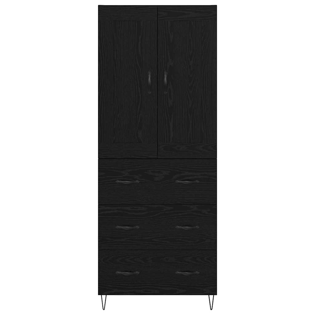 Highboard in Black Oak Look 69.5 x 34 x 180 cm Engineered Wood