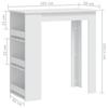 Vidaxl White Bar Table with Shelves, 102X50X103.5 Cm