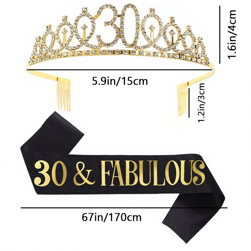 2pcs/Set Birthday Party Crown Sash Bling Rhinestone Crystal Crown Women Birthday Princess Party Supplies Decorations PDZS002