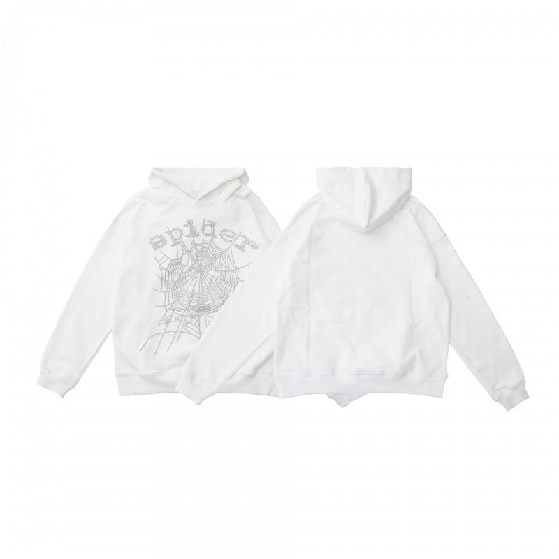 Oversized Hoodie With Spiderweb Foil Print Streetwear Cotton Sweatshirt Men