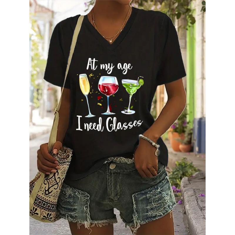 Women s casual V-neck short-sleeved T-shirt S