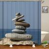 Tenda da Doccia Stampata con Sassi Muffa Lavabile con Ganci Decorazione Bagno Rocce Tende da Doccia 3D 240*180cm