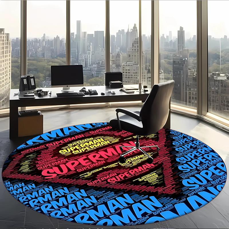 Superuomo (19) Tappeto Rotondo per Ufficio Tappeto Decorativo per Pavimento per Ufficio Camera da Letto Soggiorno e Spazio Domestico