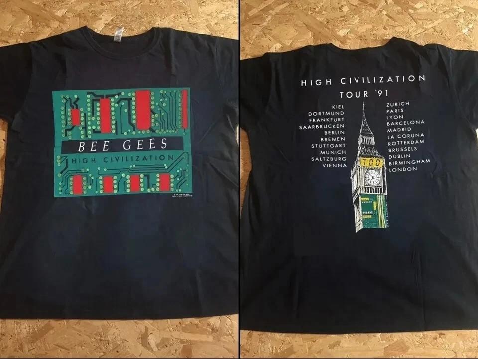 

1991 Bee Gees Hight Civilization Tour TShirt reprint black Short Sleeve S5XL Unisex T-Shirt XXXL