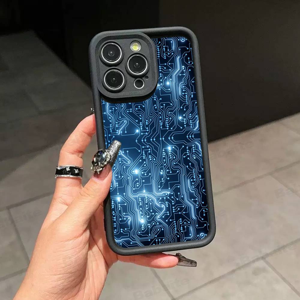 Printed Circuit Board Pattern Phone Case For IPhone 17 16 15 13 11 12 14 Pro Max Plus Silicone Cover Shell