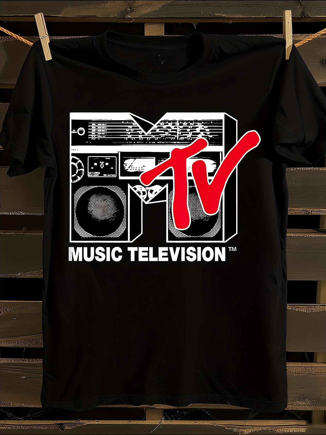 s MTV Logo and Retro Boombox T-shirt S