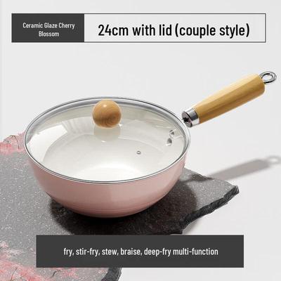 Yoshida Craftsman 24cm Ceramic-Coated Wrought Iron Wok with Lid