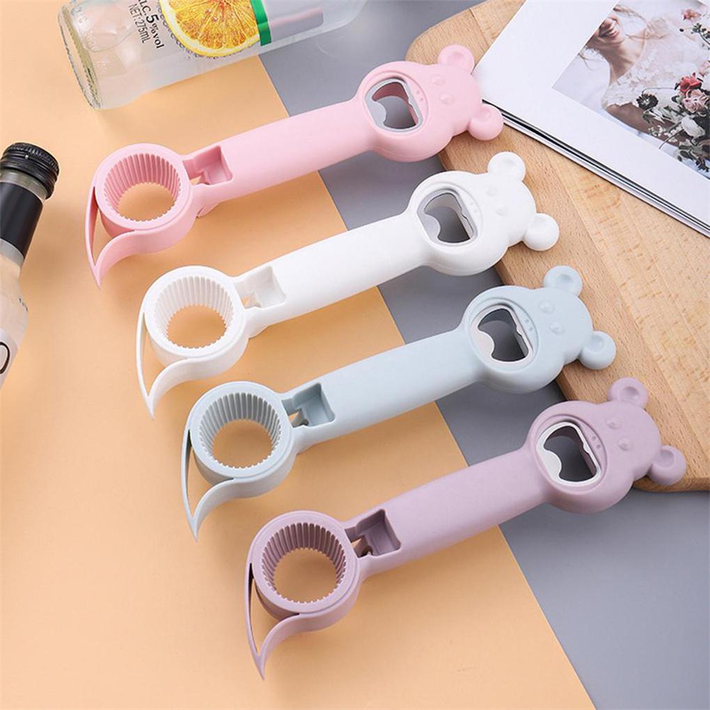 Stainless Steel Bottle Opener 4 In 1 Solid Color Lid Remover Indoor Bar Restaurant Beverage Opening Tool Accessories