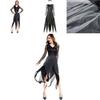 Elegant Ladies Womens Horror Zombie Costume Featuring Lace Hollow Long Sleeves