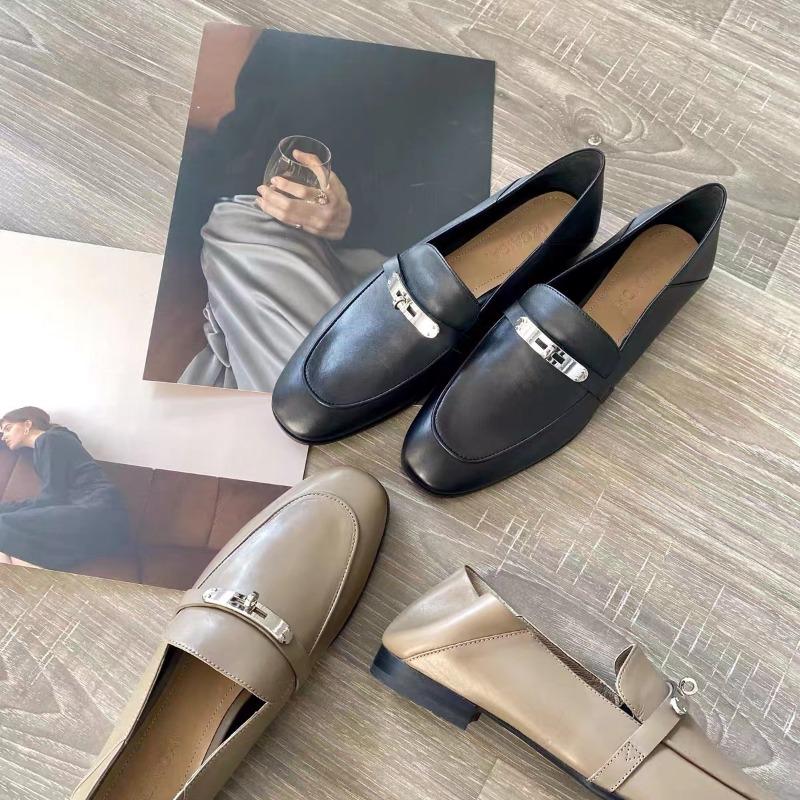 Women's flat-soled single shoes spring and autumn Doudou shoes genuine leather lazy one-pedal small leather shoes sweet college