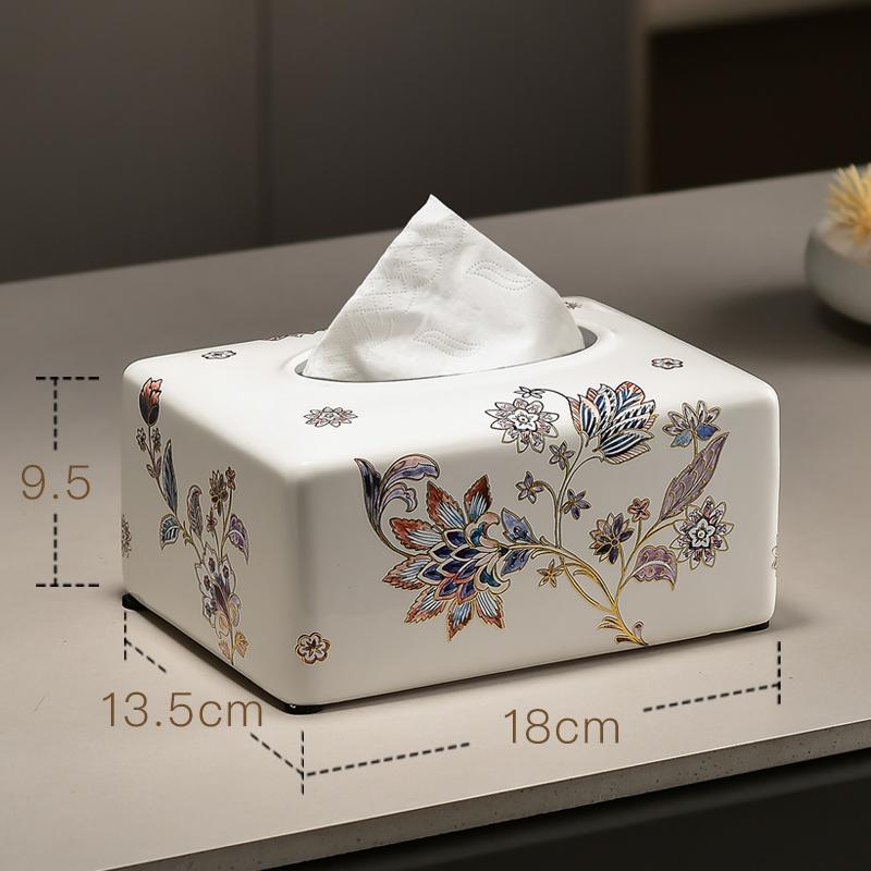 Vintage Ceramic Tissue Boxes Elegant Morden Nordic Tissue Boxes Luxury Hand Painting Design Napkin Cases Kitchen Decorations