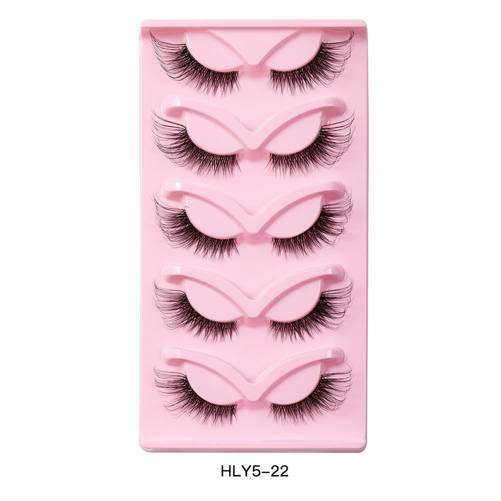 5 Pairs Of Diagonal Flying Fox Eyes False Eyelashes, Natural Thick Eyelashes, Simulated Cat Eyelashes