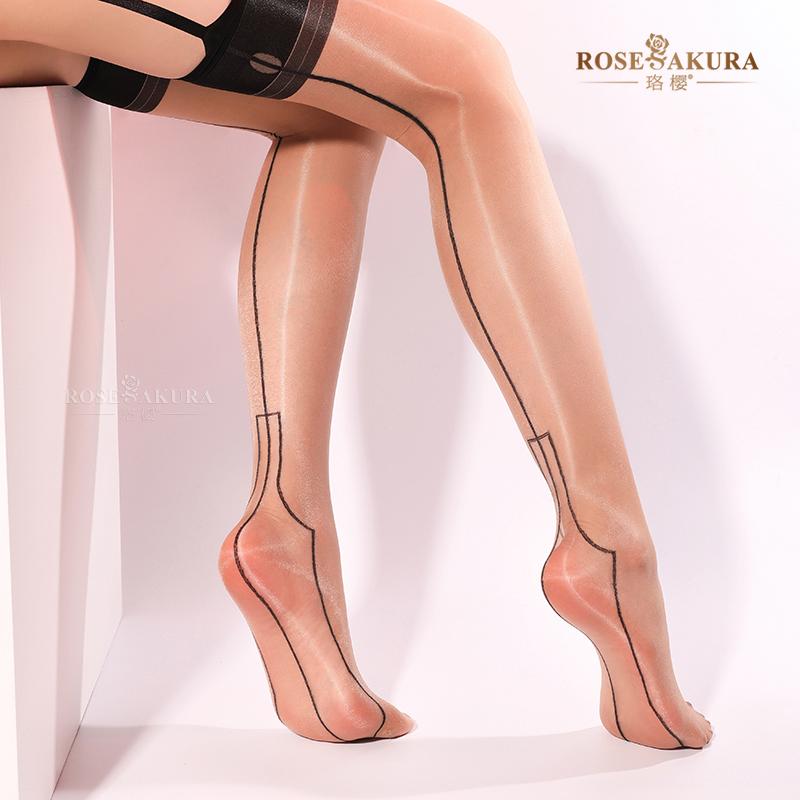 Aurora Oil Glossy Thigh High Stockings With Six Slings Garter Belt Women Sexy Shiny Mesh Garter Lingerie Keyhole Pantyhose