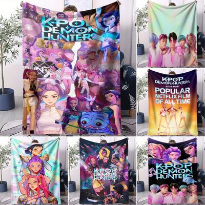 K Pop Dämonenjäger Decke Huntrix Girl Anime Flanelldecke Fan Geschenk für Zuhause Freizeit Camping Reisen Multifunktionale Decke