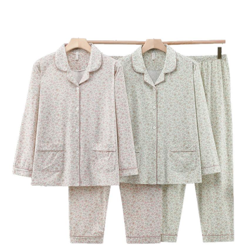 Dingdang Guifei Two-Piece Women's Pajama Set - Autumn/Winter Long Sleeve Turn-Down Collar, Comfy Stylish Homewear.
