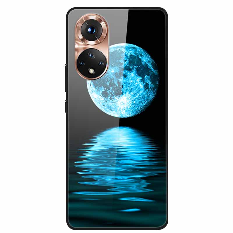 For Honor 50 Case Cartoon Tempered Glass Back Cover Hard Case For Huawei Honor 50 Pro Phone Cases NTH-AN00 NTH-NX9 Fundas Coque