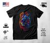 Lion Portrait Neon Graphic T-Shirt Black Unisex S-2XL