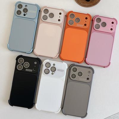 Solid Color Large Window Phone Case For iPhone 17 16 15 14 13 Pro Max Soft Corner Shockproof Silicone Cover