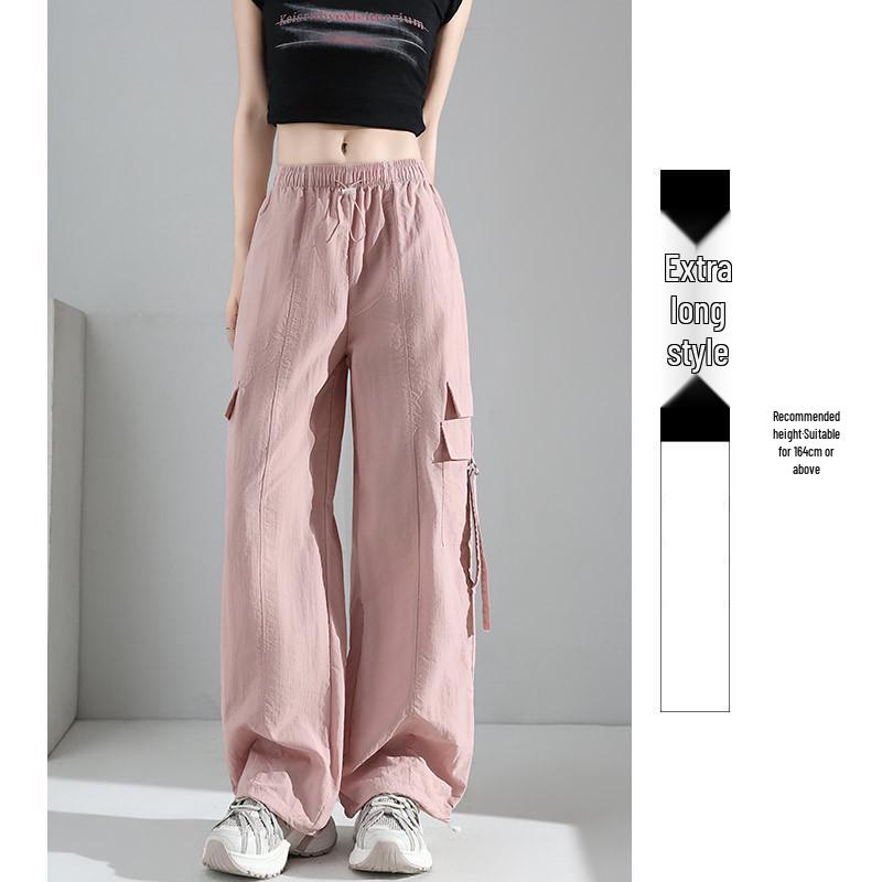 Women's High Waist Purple Parachute Jumpsuit - 2025 Loose Fit, Quick-Dry Ice Silk Hiking Pants