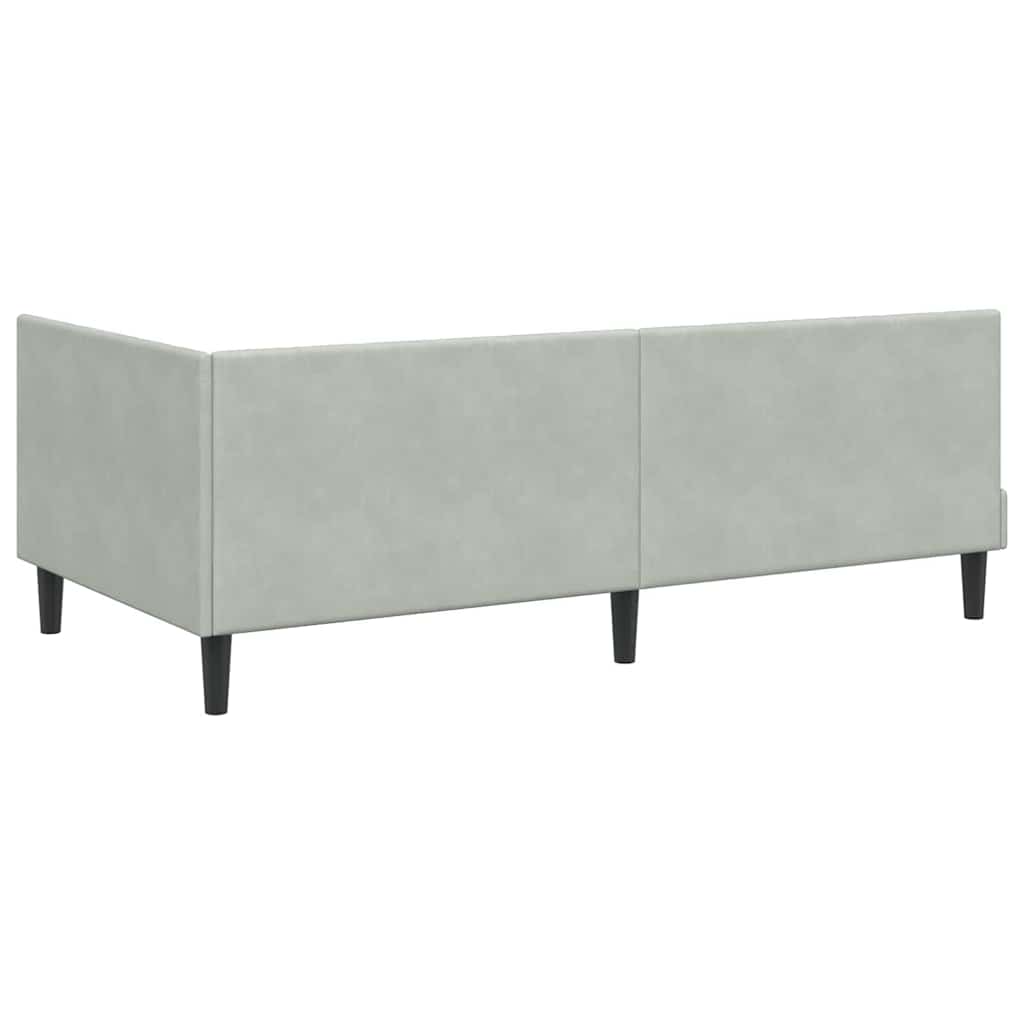 L Shaped Bed Frame with Headboard Light Grey 100 Cm X 200 Cm Velvet