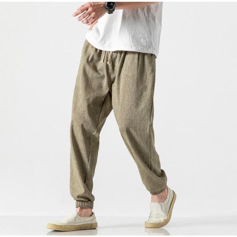 Cotton Linen Casual Harem Pants Men Joggers Man Summer Trousers Male Chinese Style Baggy Pants Harajuku Clothe