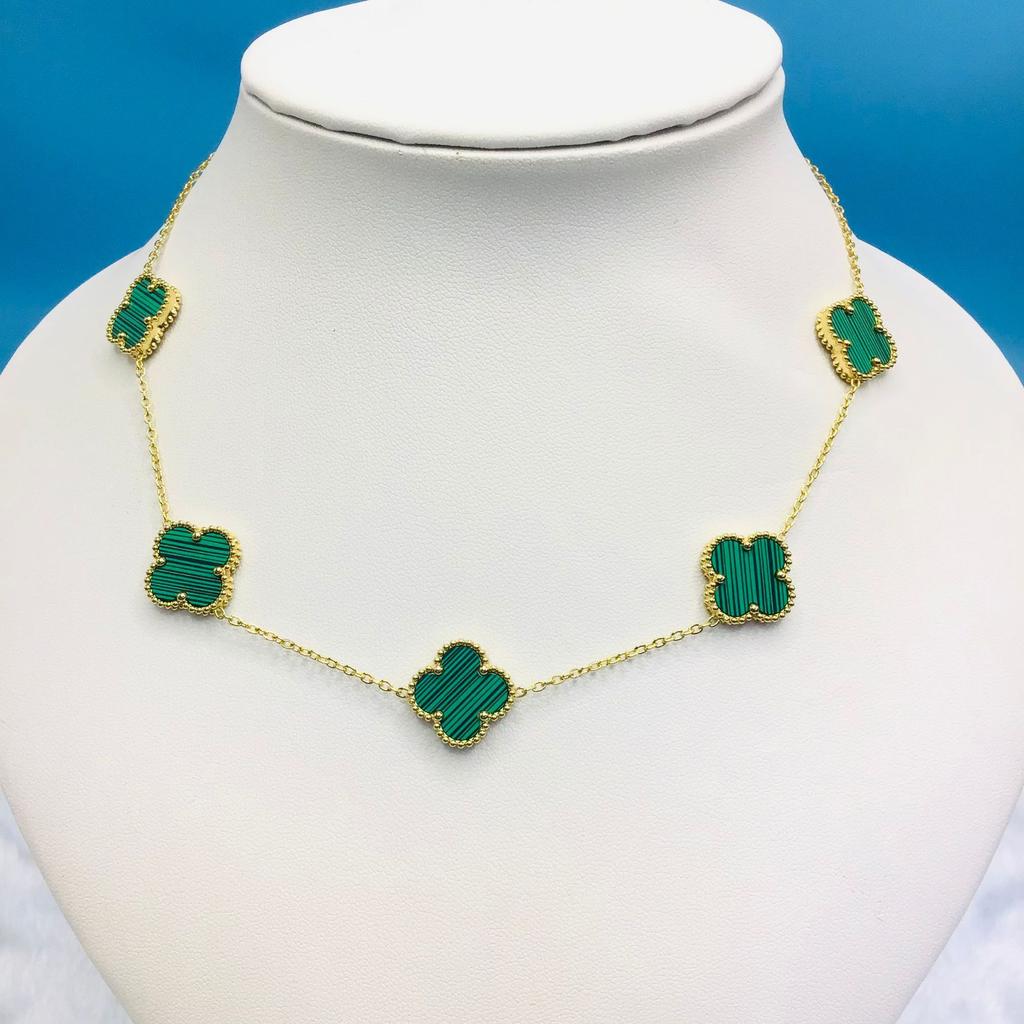 Titanium Steel 15Mm Clover 18K Five Flower Necklace Double Sided Lucky Four Leaf Clover Side Slotted Necklace