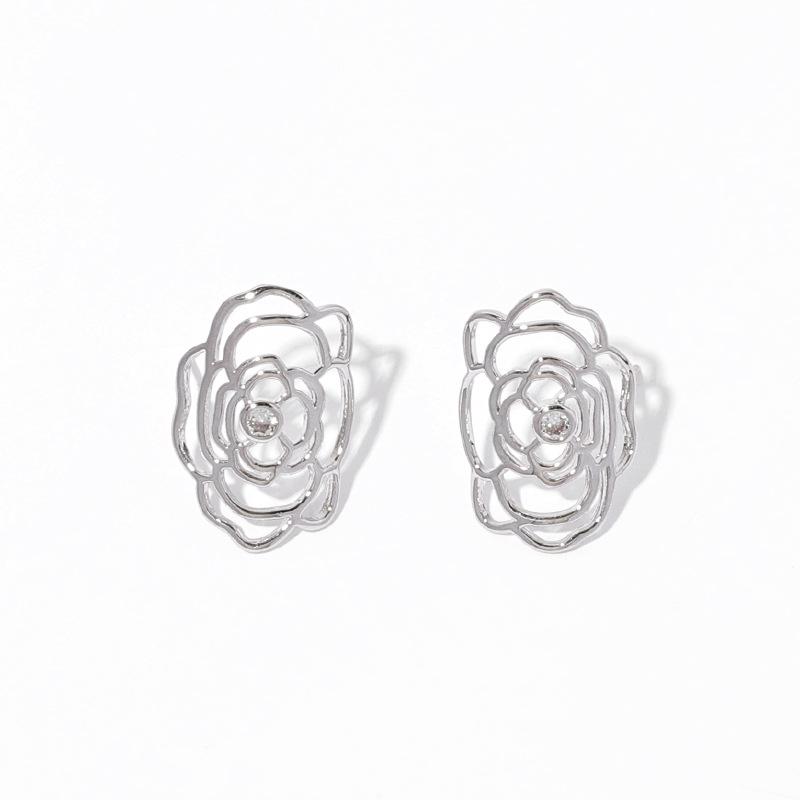 

Минималистичные серьги-пусеты в виде цветка с цирконом Нохара Аой для женщин - Ретро-дизайн в холодном стиле