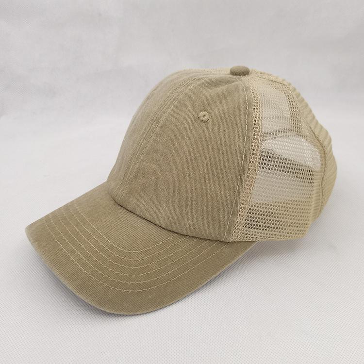 Custom Summer Solid Color Washed Cotton Mesh Hat Baseball Cap Men'S Outdoor Sun Protection Sunshade Fashion All-Match Woman Hats
