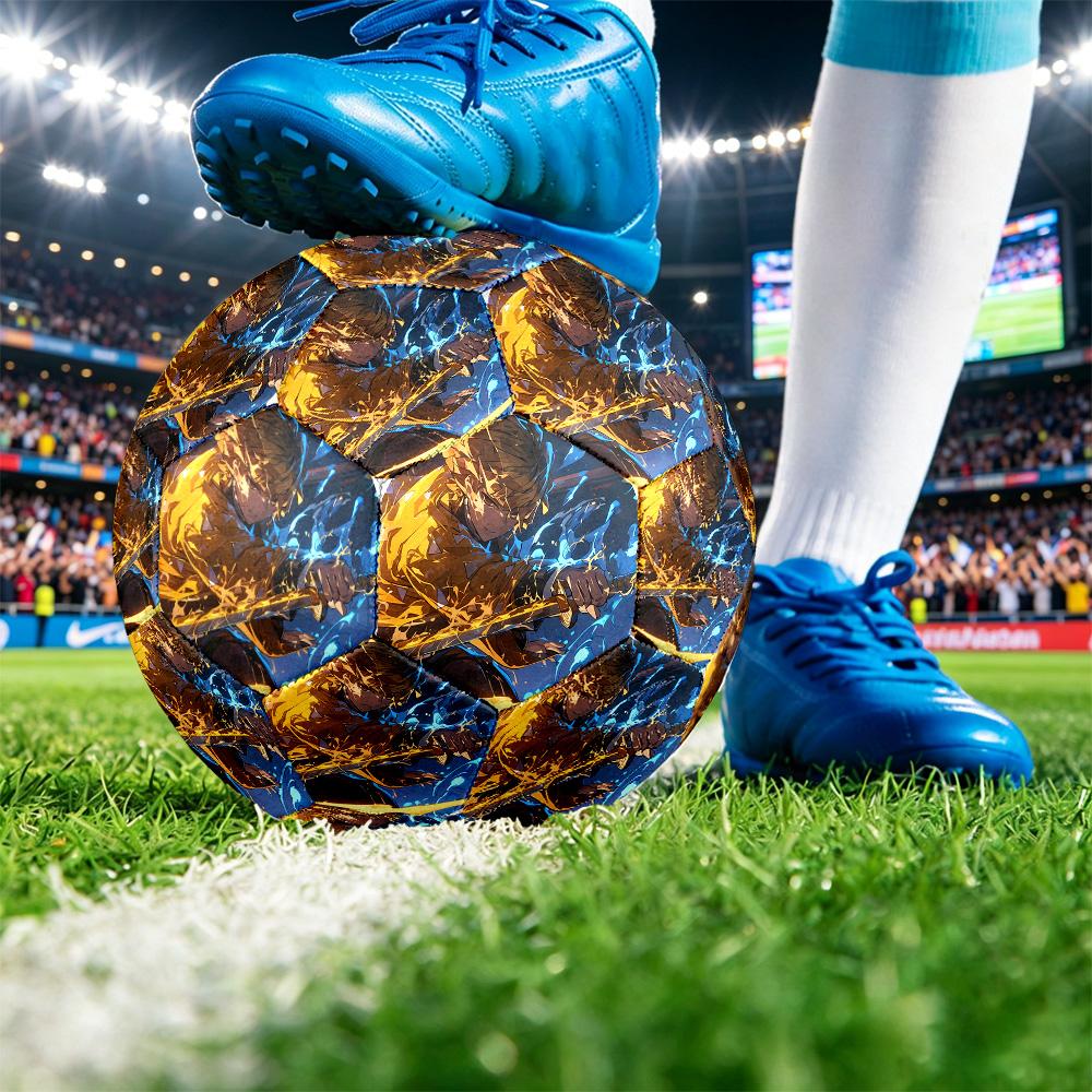 Agatsuma Zenitsu Printed Size 5 Standard Football, Waterproof PU Training Soccer Ball for Outdoor Sports