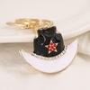 Keychain Pendant Sparkling Rhinestones Five-Pointed Star Pattern Western Style Cowboy Hat Design Key Chain with Lobster Clasp Backpacks Accessory