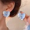 Vacation Style Dopamine Flower Earrings Women's Summer Sweet Temperament Versatile High-end Stud Earrings Silver Needle Earrings