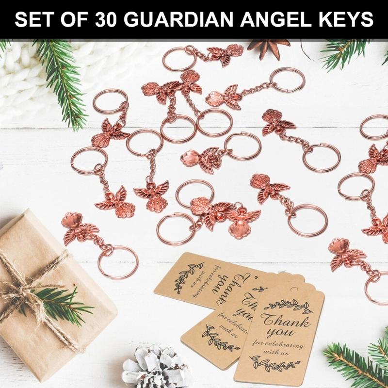 30 Set Keychains Collection with Thank You Cards and Bag Wedding and Birthdays Party Souvenir Keyring for Gifting