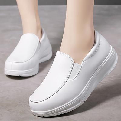 Leder Damen Weiße Schuhe Freizeitschuhe Frau Vulkanisierte Sneakers Atmungsaktiv Sport Walking Laufen Plateau Flats Krankenschuhe