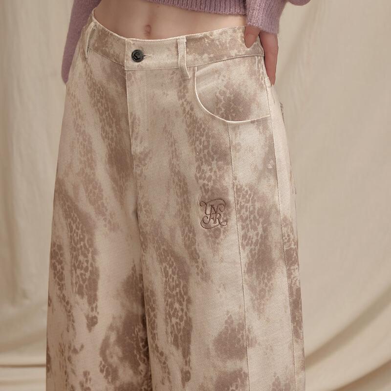 unifree Relaxed Fit Printed Wide Leg Casual Pants