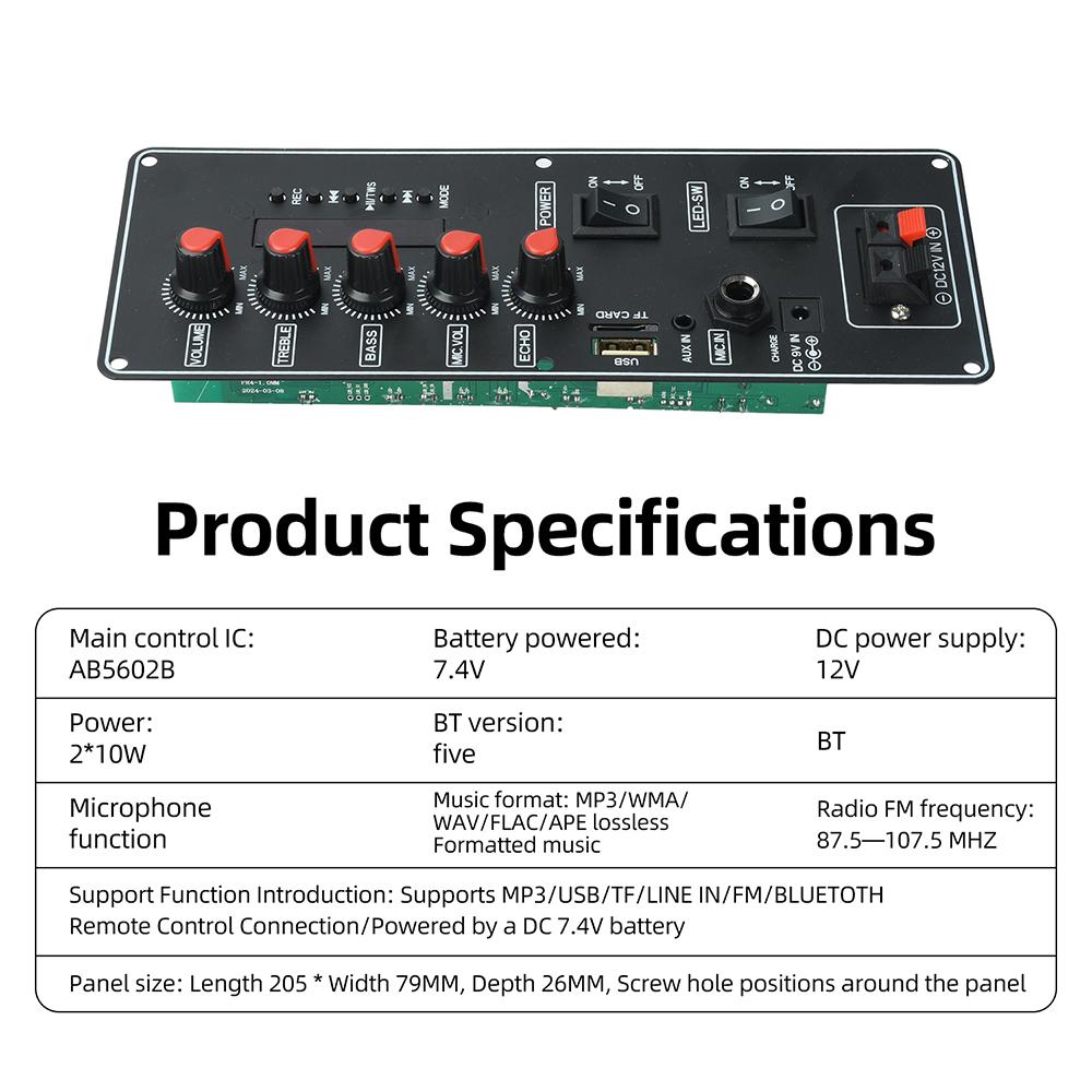D150BT MP3 Bluetooth Decoder Module Built In 2X10W Amplifier DC12V 7.4V Power Supply TF USB FM LINE IN For DIY Audio Speaker