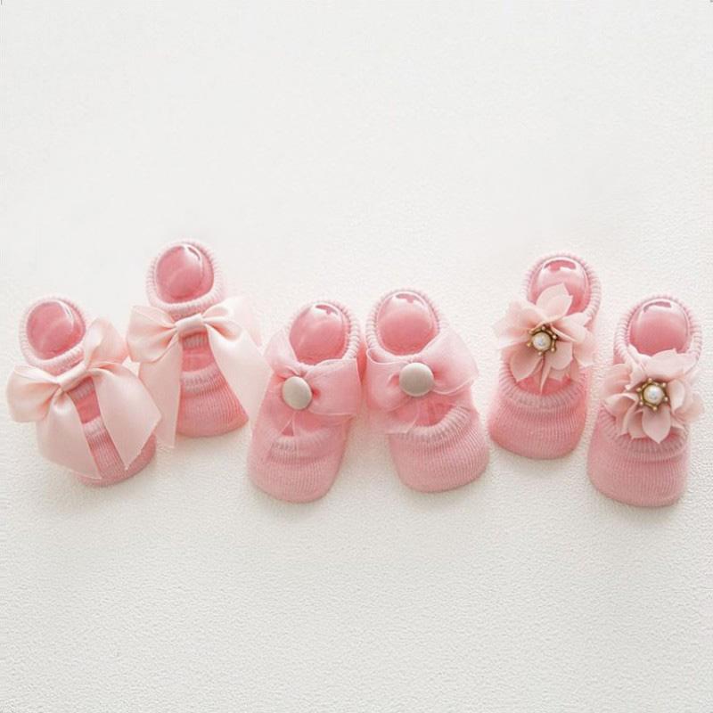 

3 пары/комплект носков для девочек, детские носки, комплект кружевных хлопковых детских носков с бантом M розовый