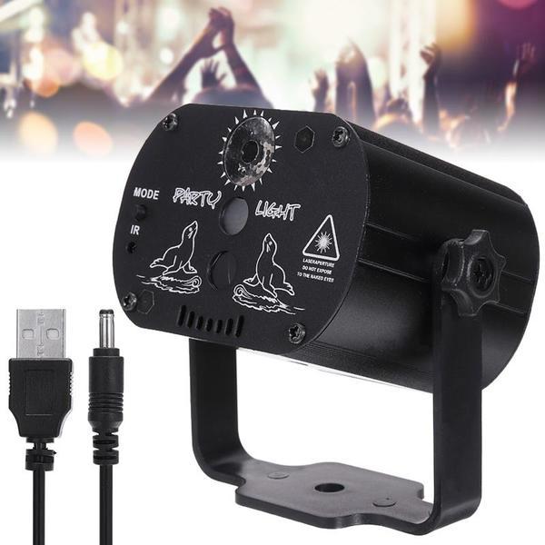 

60-шаблонный мини-светодиодный сценический светильник RGB Лазерный проектор Дискотека Клуб DJ Освещение чёрный