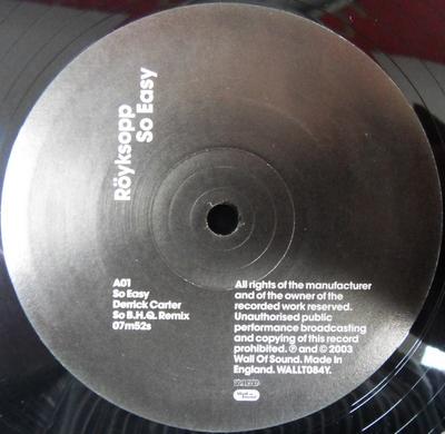 12-Zoll-Schallplatte RÖYKSOPP - So Easy WALLT084Y Wall Of Sound 2003 UK Dance & Electronica Gebraucht