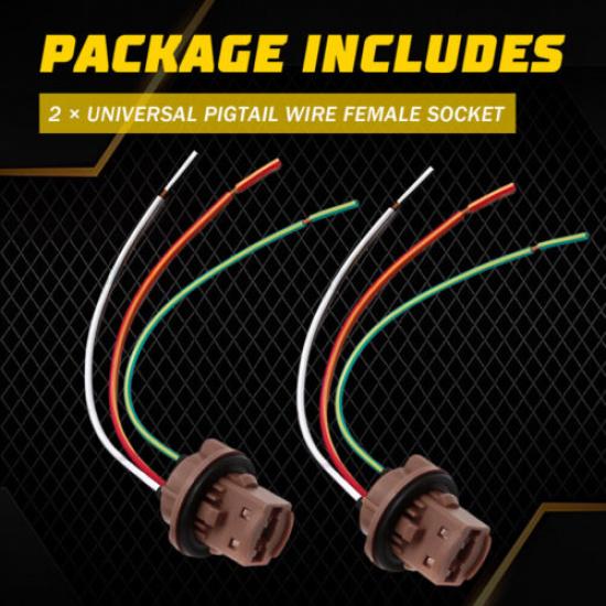 Universal Pigtail Wire Female Socket 7443 Two Harness Front Turn Signal Plug EOA