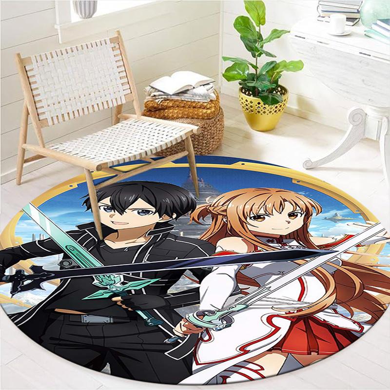 Covor rotund Vortex Crossing Gate, Covor pentru sufragerie, dormitor, canapea, camera copiilor, Covoraș antiderapant pentru podea