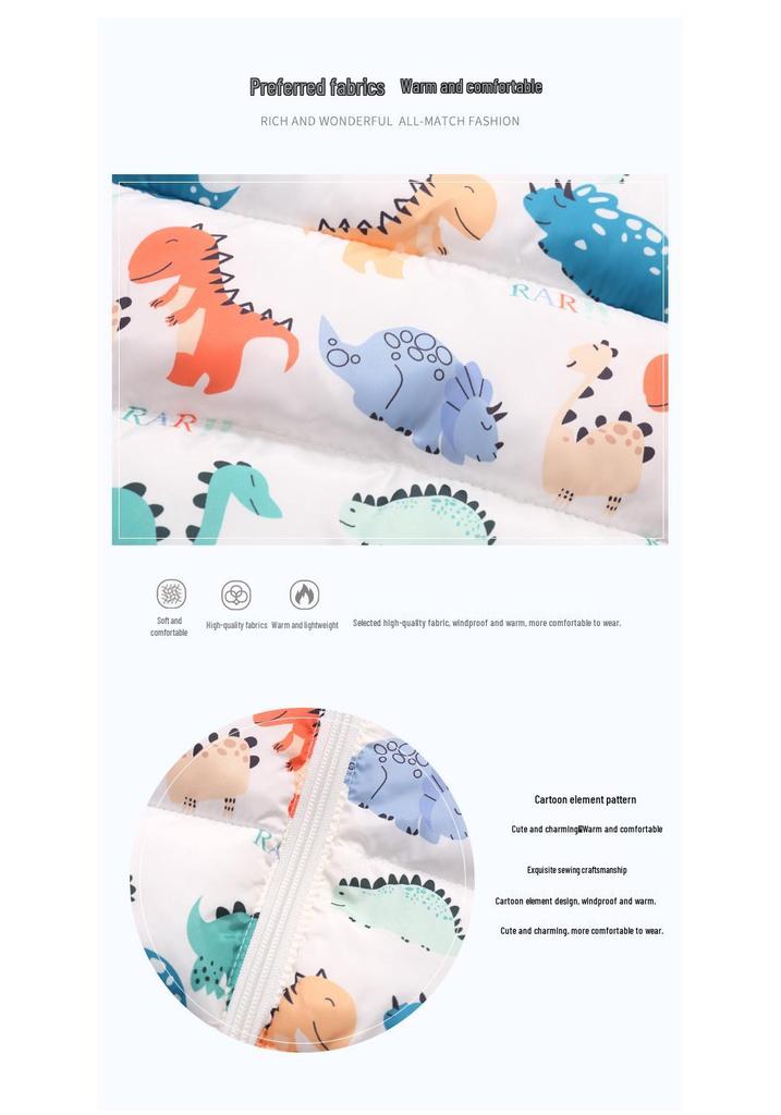 Children's Lightweight Autumn/Winter Cartoon Down Cotton Jacket for Boys and Girls - Small/Medium, Thickened Outerwear.