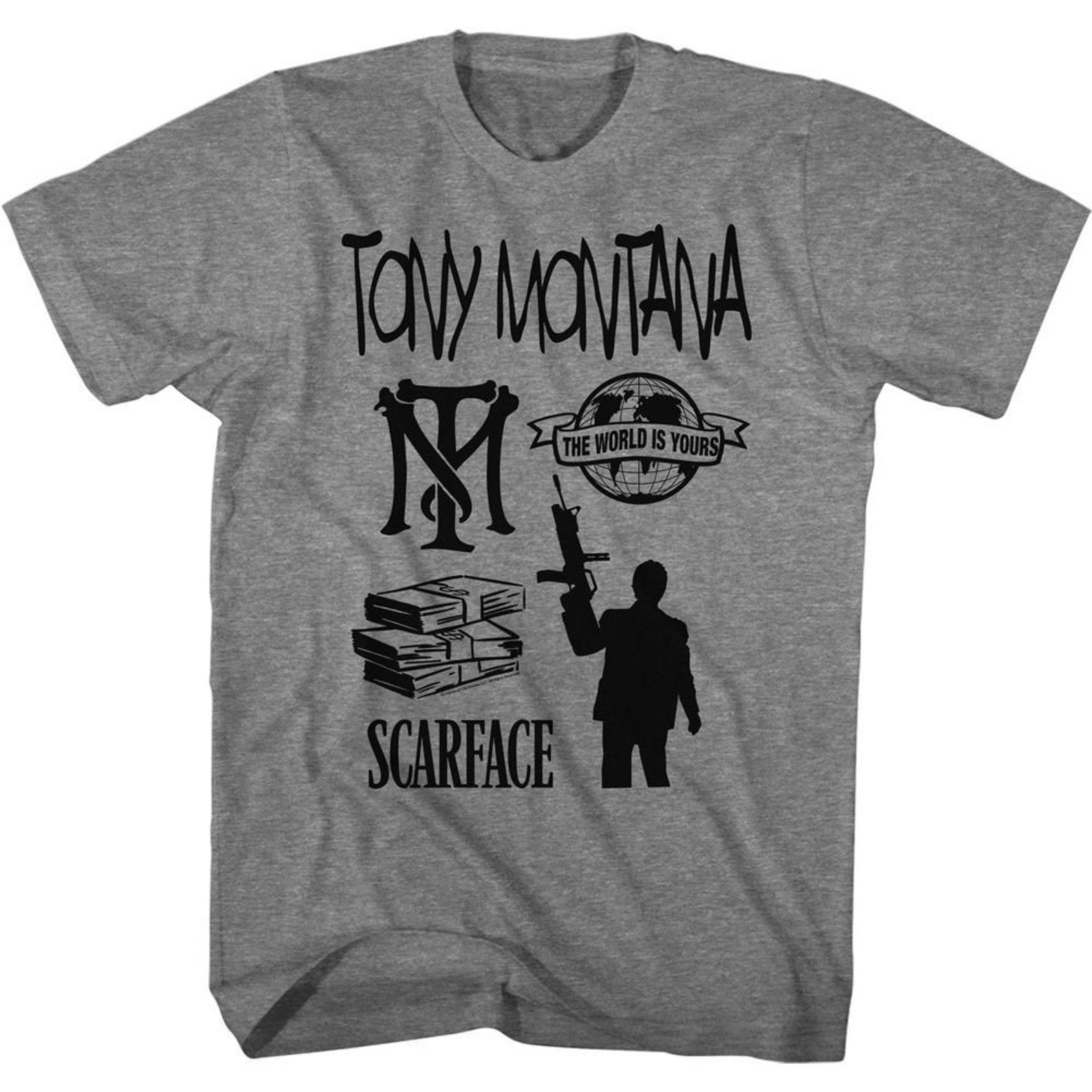 Scarface Tony Montana and Friends Graphite Heather Adult T-Shirt L