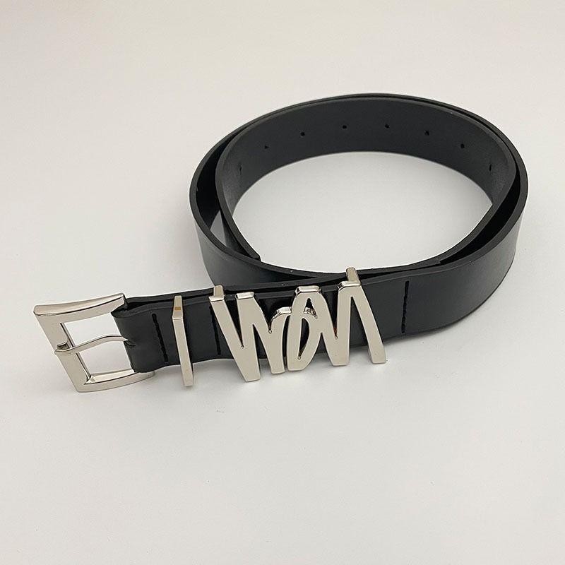 Stylish Abstract Design Women's Pu Belt For Versatile Fashionable Black Jeans