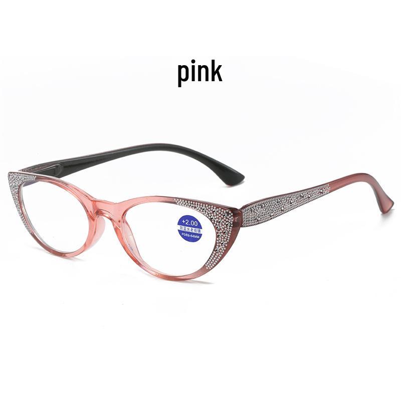 Cat Eye Rhinestone Anti-Blue Light Reading Glasses for Women - High-Definition, Stylish Design for Middle-Aged and Elderly