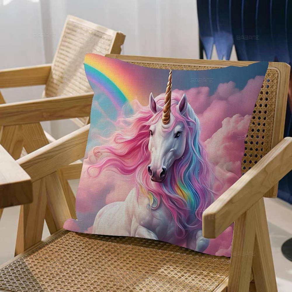 1Pc Cartoon Rainbow Unicorn Cushion Cover Car Throw Pillow Case For Sofa Car Christmas Gift 40X40Cm 45X45Cm