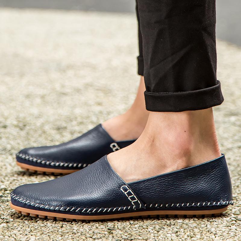 Fashion Men's Driving Shoes Leather Slip-on Mocassin Homme Loafers Casual Breathable Soft Comfortable Big Size 50 Zapatos Hombre
