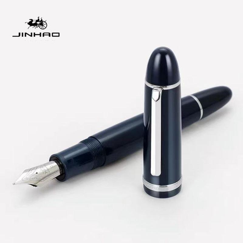 Jinhao X159 Gold Steel Fountain Pen with 40mm Iridium Nib, Straight Clip, and Giant Spiral Cap