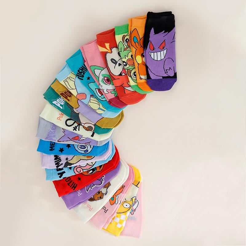 10/20 Pairs Four Seasons Women's Fashion Cartoon Anime Pok É Mon Versatile Sweet and Cute Pikachu Casual Outdoor Socks